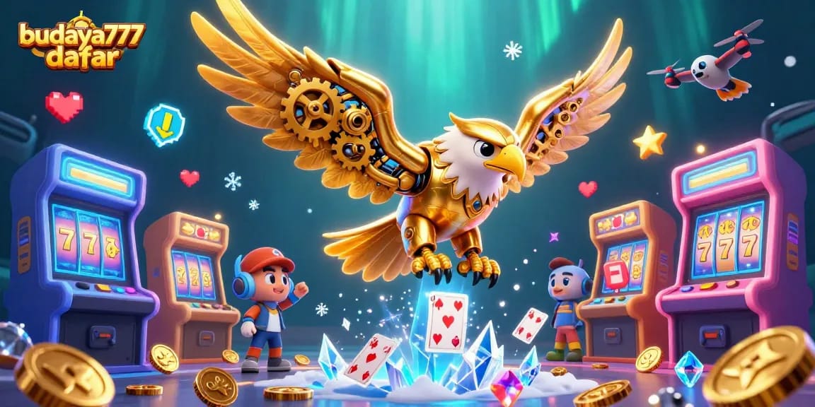 Gambarkan momen tepat dengan budaya777 daftar yang menampilkan elang emas cybernetic dan permainan kasino interaktif.