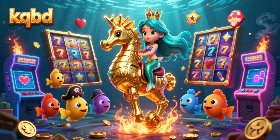 Experience kqbd live action with a colorful cartoon mermaid and golden seahorse in an underwater casino.