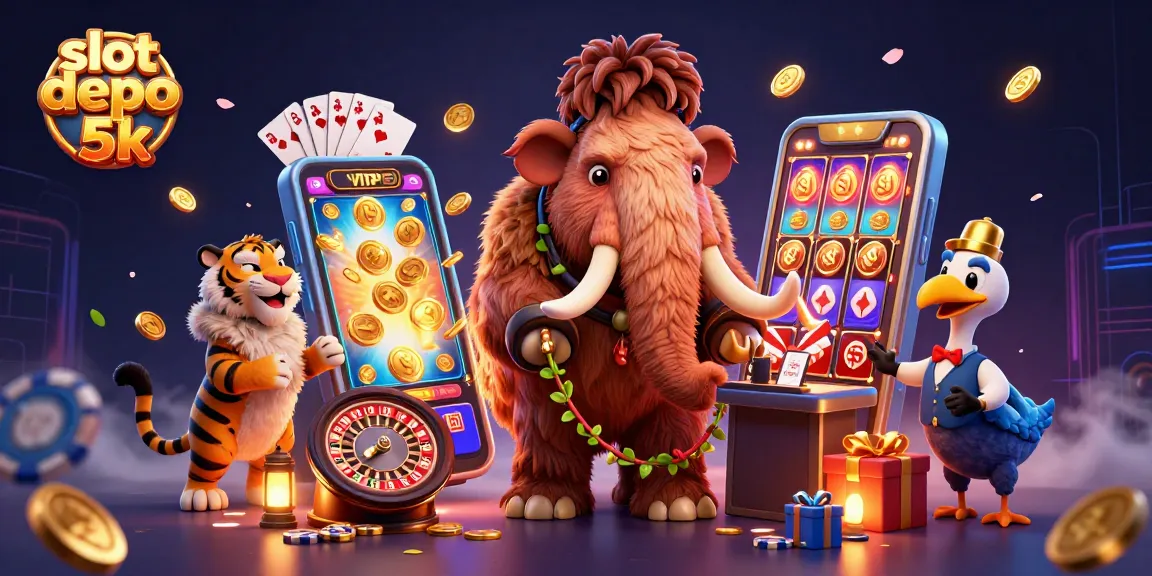 Experience excitement with slot depo 5k in a vibrant casino scene showcasing unique characters.