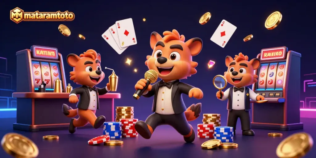Experience the excitement of mataramtoto with hyenas running a vibrant comedy casino filled with golden treasures.