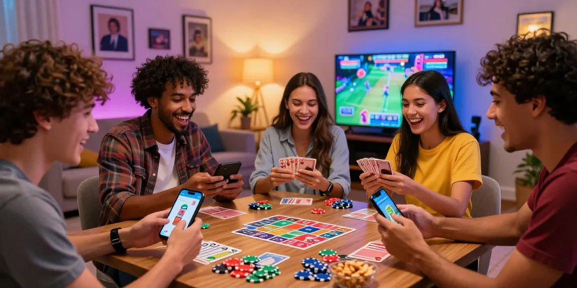 Friends enjoying Card Rummy APK on Android devices, showcasing vibrant gameplay and snacks in a cozy setting.