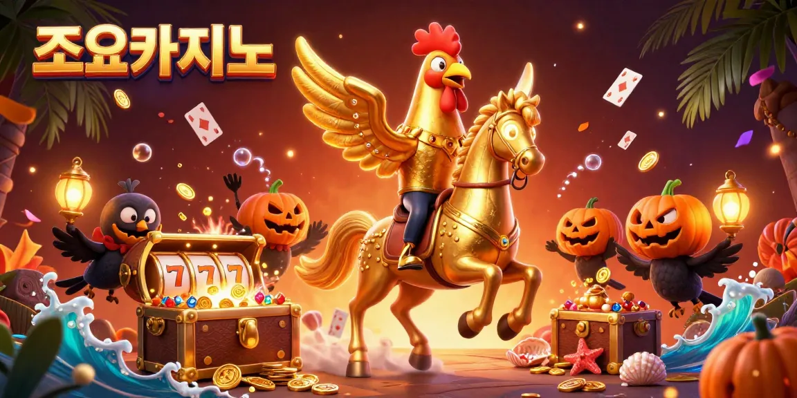 Enhance your experience with 조이카지노 in a vibrant 3D casino adventure filled with gold coins and slot reels.