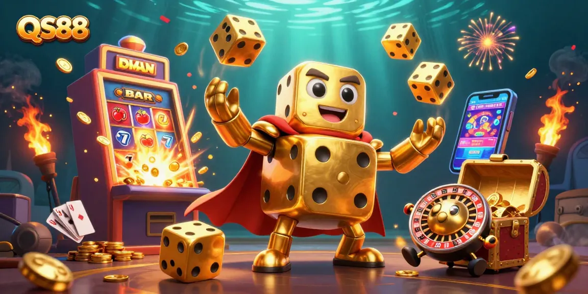 Engage in thrilling gaming adventures at QS88 with vibrant casino elements bursting with excitement.