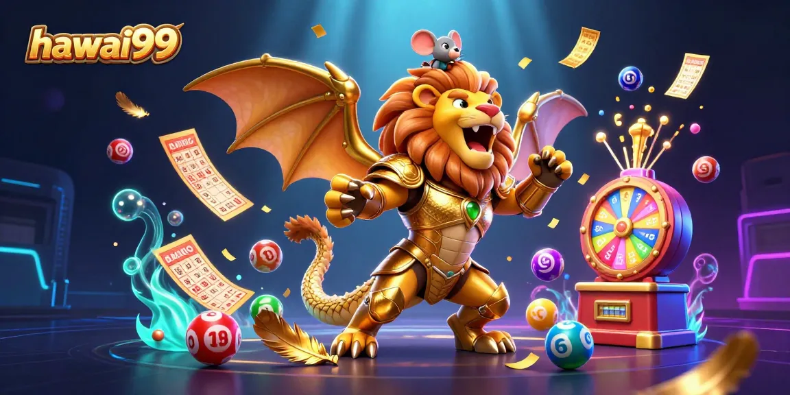 Experience the thrill at hawai99 with a vibrant lottery scene featuring a mighty chimera!