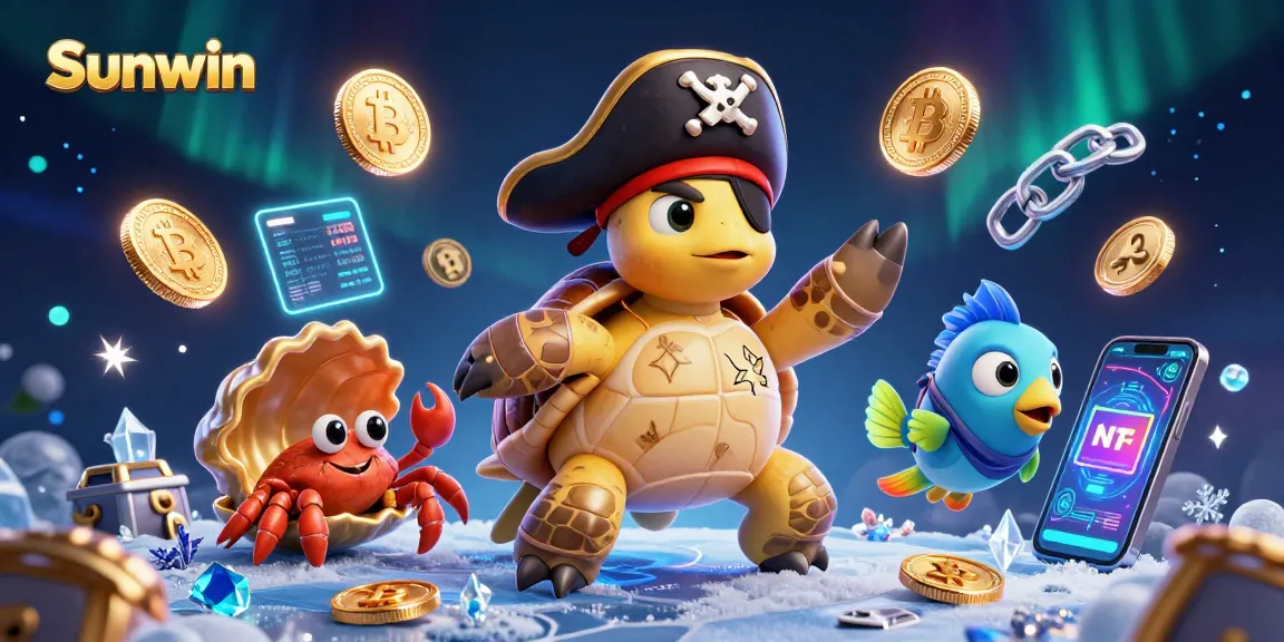 Experience thrilling games at Sunwin with vibrant characters and casino elements in a stunning underwater scene.