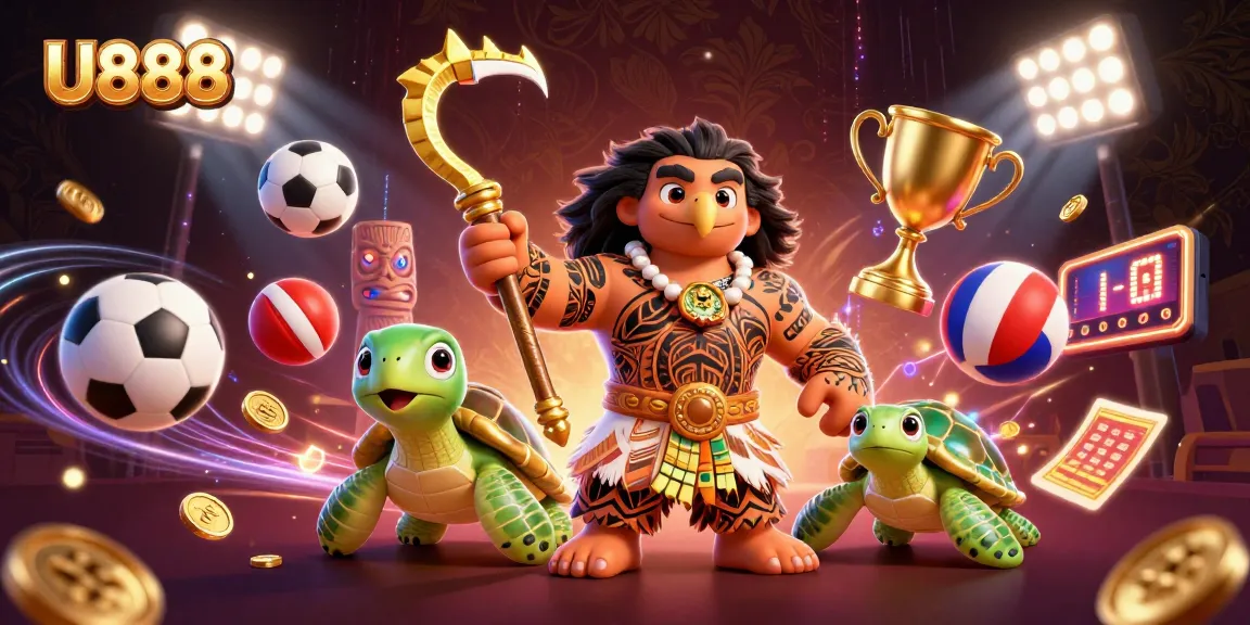 U888 brings excitement to sports betting with a dynamic Polynesian demigod and vibrant elements.