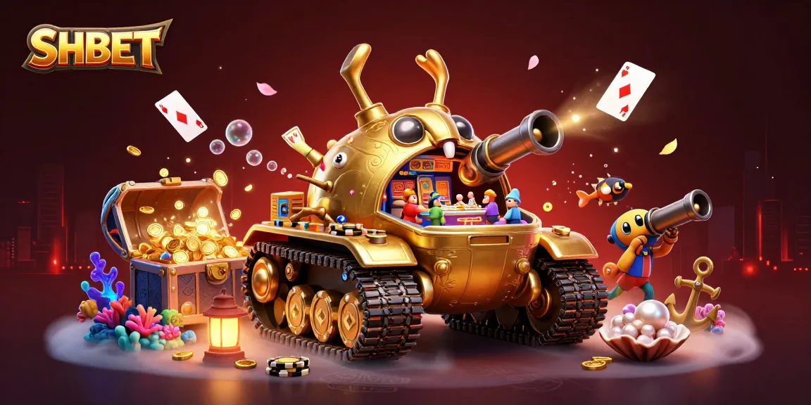 Experience gaming excitement with SHBET's golden beetle tank casino scene.