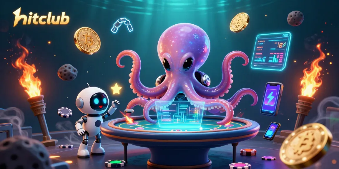 Engage in exciting gameplay with hitclub's alien octopus dealing poker at a vibrant casino.
