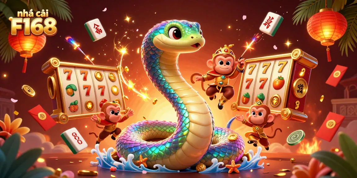 Experience the excitement at nhà cái F168 with a vibrant slot game scene showcasing luck and adventure.
