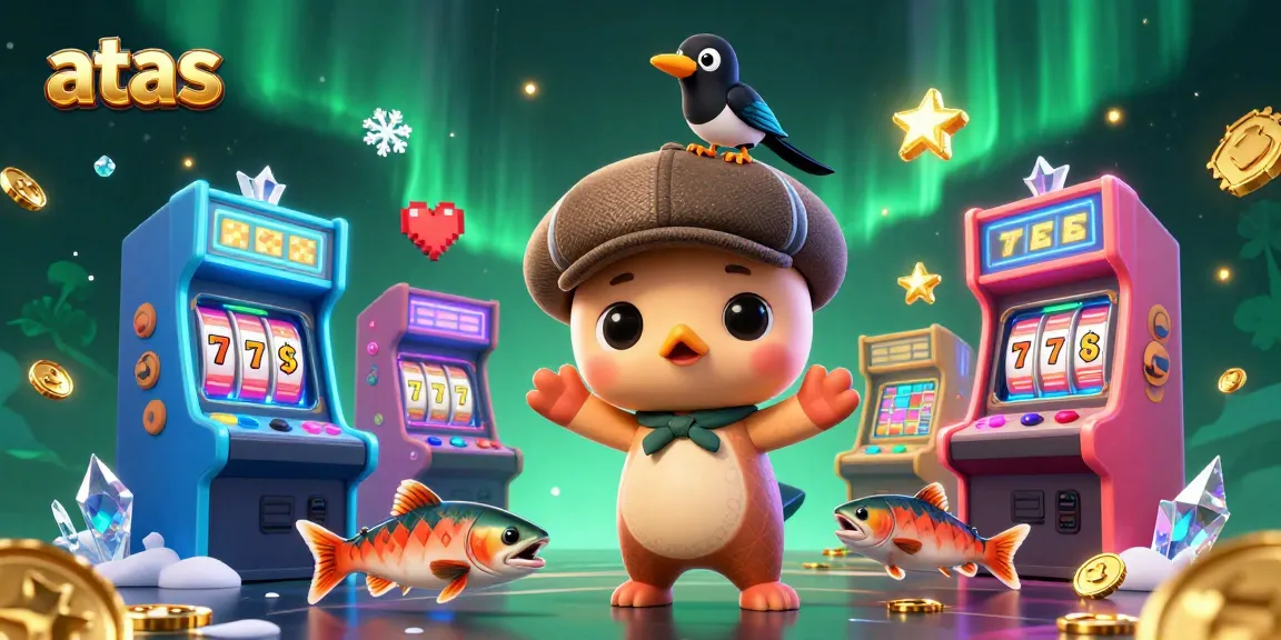 Engage in slots action at atas, featuring playful characters and dynamic casino elements