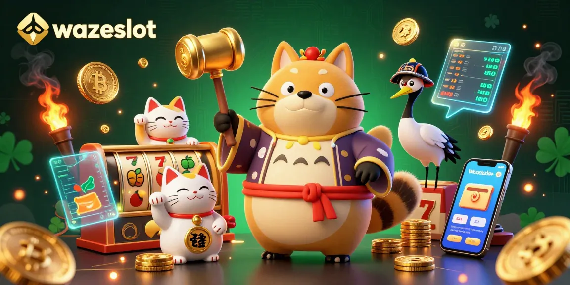 Spin for jackpots at wazeslot with colorful characters and vibrant casino symbols.