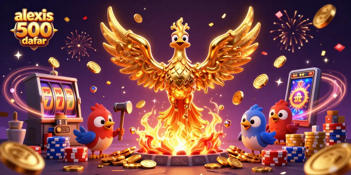 Win big with alexis 500 daftar surrounded by vibrant casino elements and golden riches.