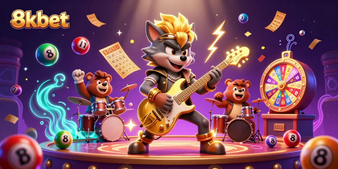 Experience high-energy gaming action with 8kbet featuring a vibrant casino scene and captivating characters.