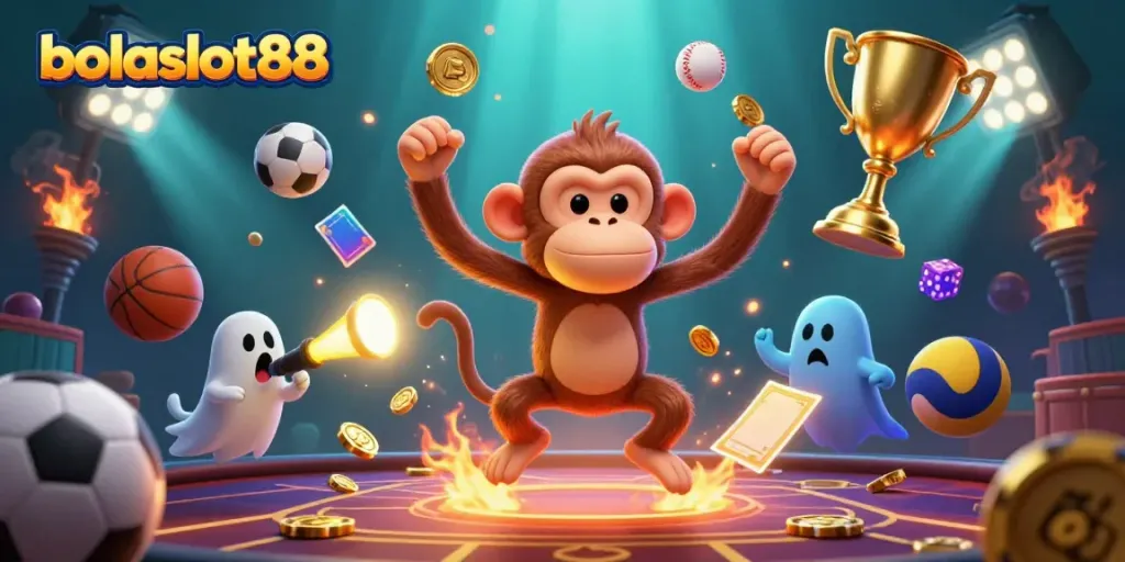 Engage in thrilling adventures with bolaslot88, where a mischievous monkey and a curious puppy bring excitement to the haunted casino.