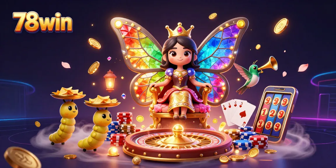 Experience thrilling gameplay at 78win with vibrant casino elements and cartoon characters.
