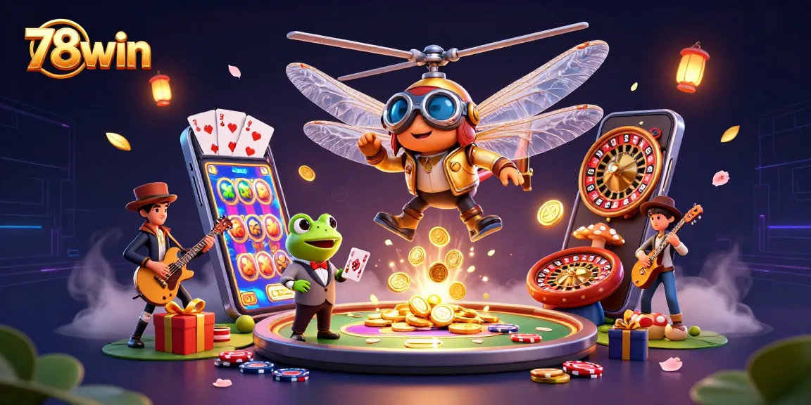 Experience the thrill of 78win with exciting gaming elements in a vibrant casino scene.