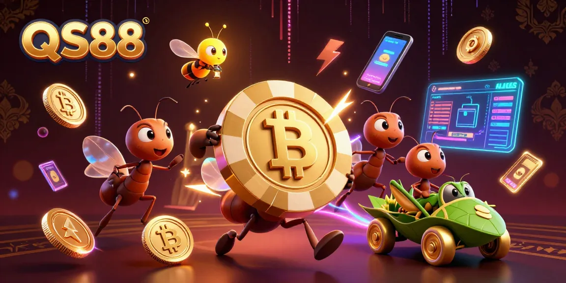 Experience thrilling gameplay at QS88 as ants journey through a treasure-filled tunnel.