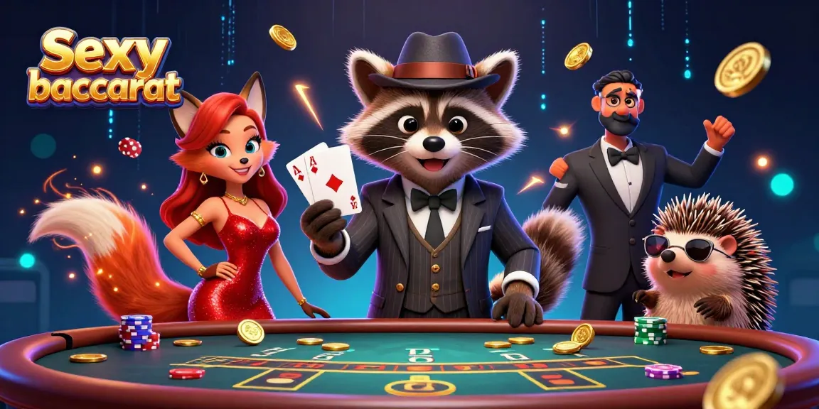 Experience the excitement of Sexy baccarat with charming characters and a dynamic scene filled with gameplay elements.