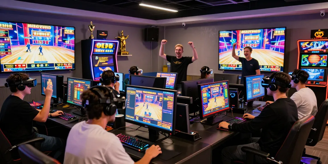 Para pemain menikmati permainan megawin88 slot dengan suasana meriah di lounge modern.