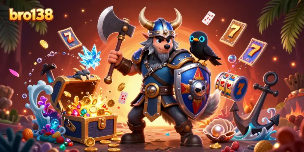 Experience the thrill with bro138, where slots meet adventure in a vibrant 3D scene.
