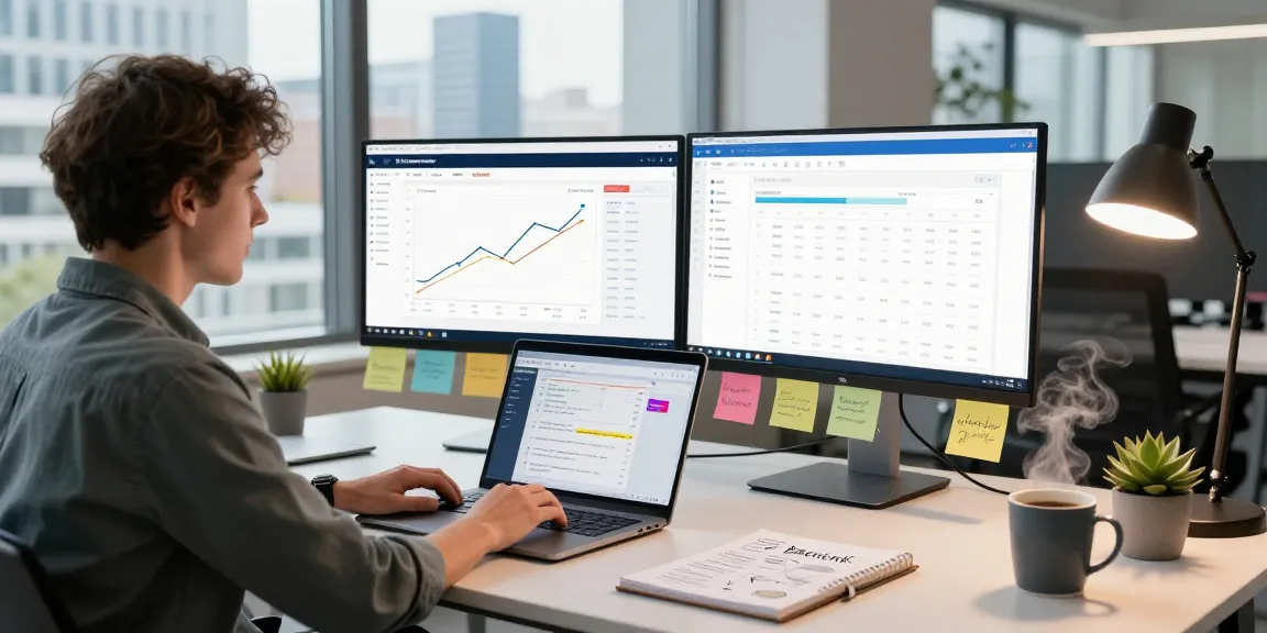 PBN links Netherlands - SEO specialist analyzing backlink strategies in a modern workspace with multiple screens and analytics tools.