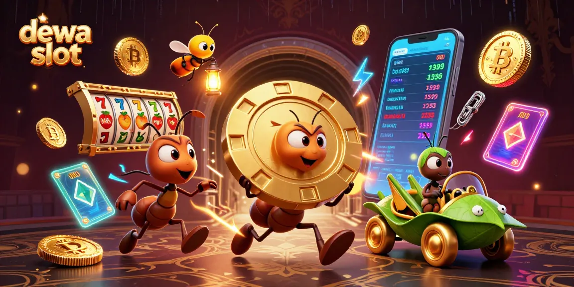 Bermain dewa slot dengan simbol keberuntungan dan jackpot dalam ilustrasi 3D yang dinamis.