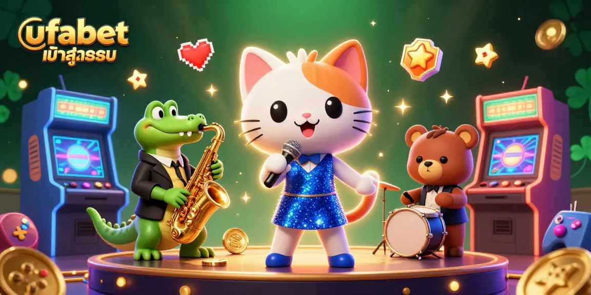 Experience ufabet เข้าสู่ระบบ in a vibrant casino scene with animated characters and gaming elements.