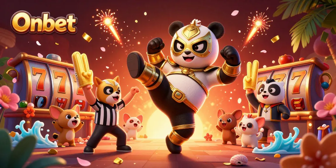 Engage with Onbet's vibrant casino experience, featuring dynamic slot action and lively animal spectators.