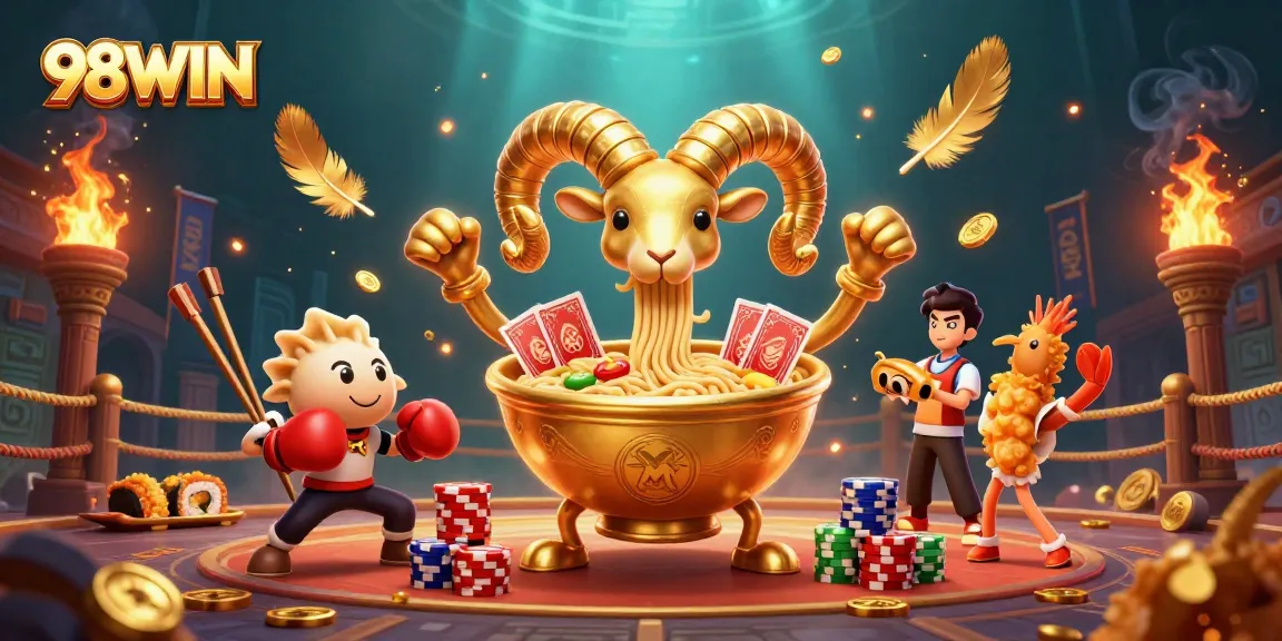 Engage in thrilling gameplay at 98WIN with vibrant characters, dynamic casino elements, and action-packed scenes.