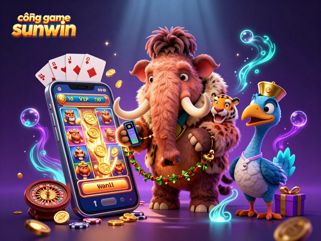 Experience the thrilling cổng game sunwin with dynamic 3D characters in a vibrant casino scene.