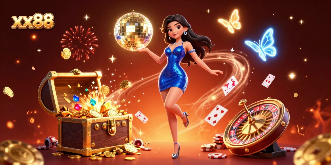 Experience thrilling gaming adventures with xx88, featuring slot reels and vibrant casino elements.