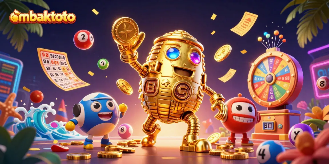 Experience ombaktoto excitement with dynamic lottery elements and a striking golden golem.