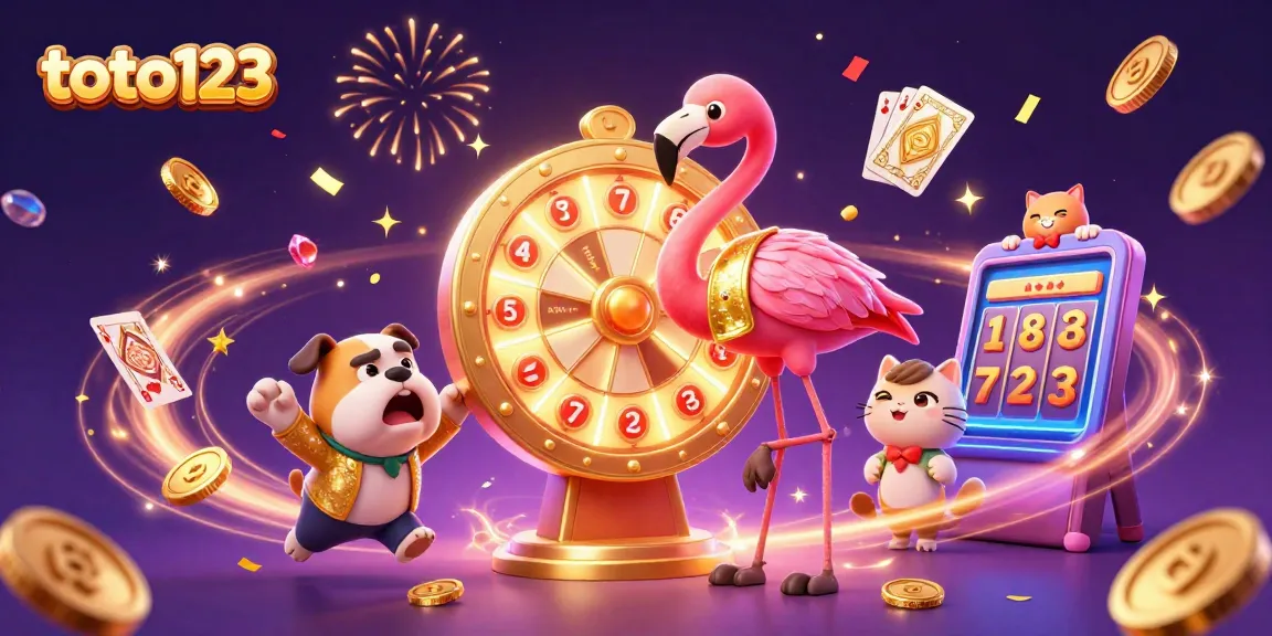 Spin to win with toto123 as the lively game show host and bulldog contestant celebrate lottery victories!