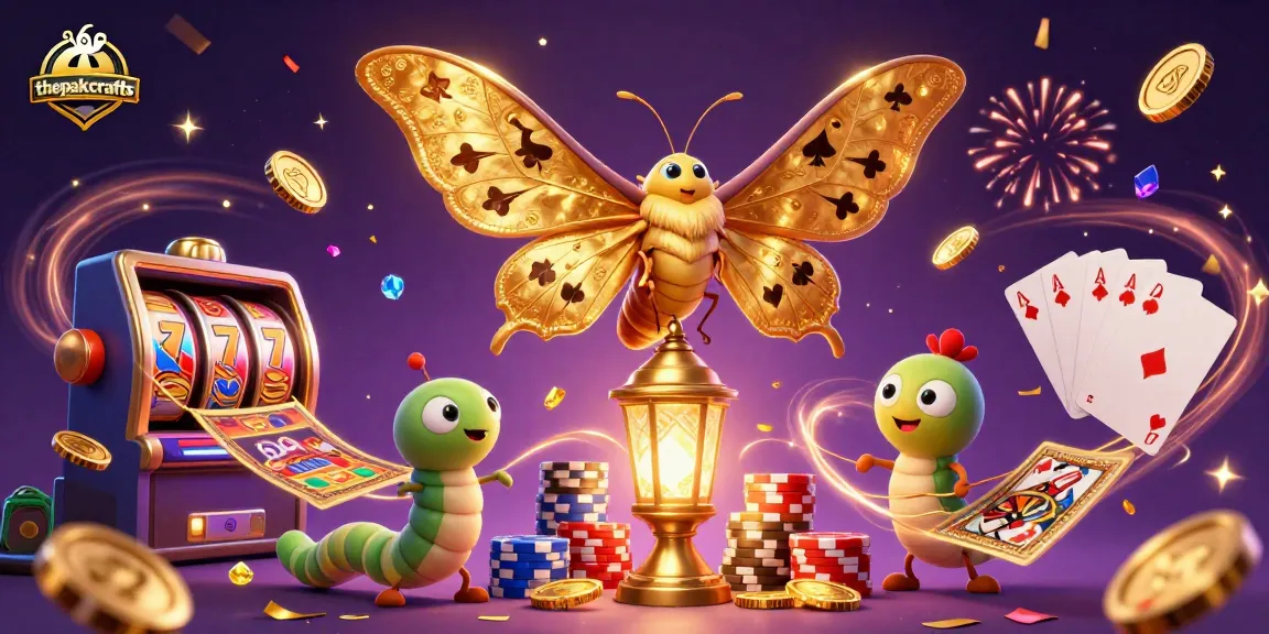 Enjoy thrilling slots at thepakcrafts with vibrant casino symbols and golden treasures.