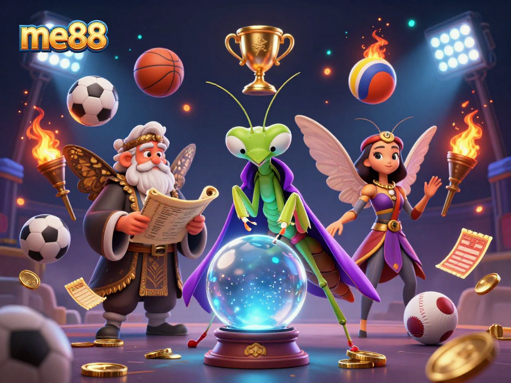 Experience the excitement at me88 with sports betting and dynamic gameplay in this vibrant illustration.