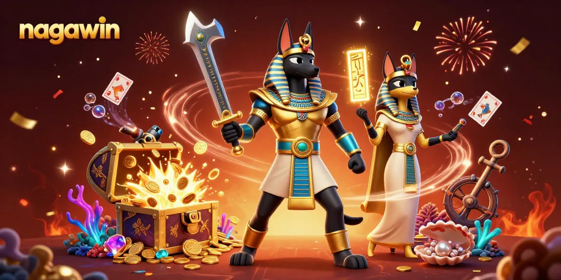 Nagawin menawarkan pengalaman bermain dengan Anubis dan Bastet dalam suasana ceria penuh keberuntungan.