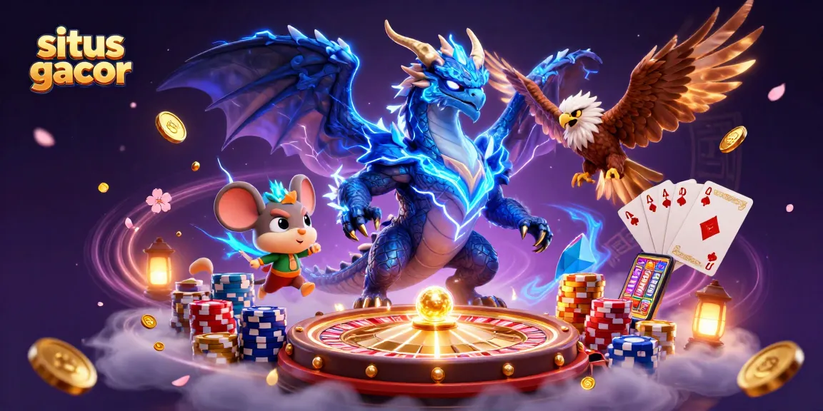 Experience the excitement of situs gacor with vibrant 3D casino illustration showcasing dynamic gaming elements.