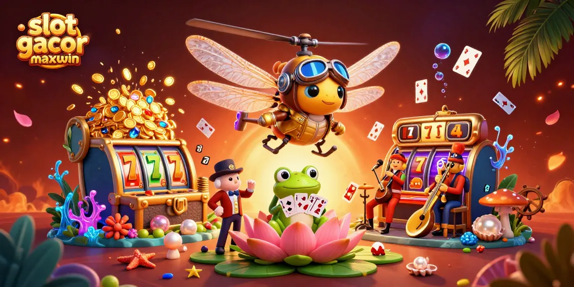 Engage with slot gacor maxwin featuring a vibrant 3D illustration of a dynamic casino scene.