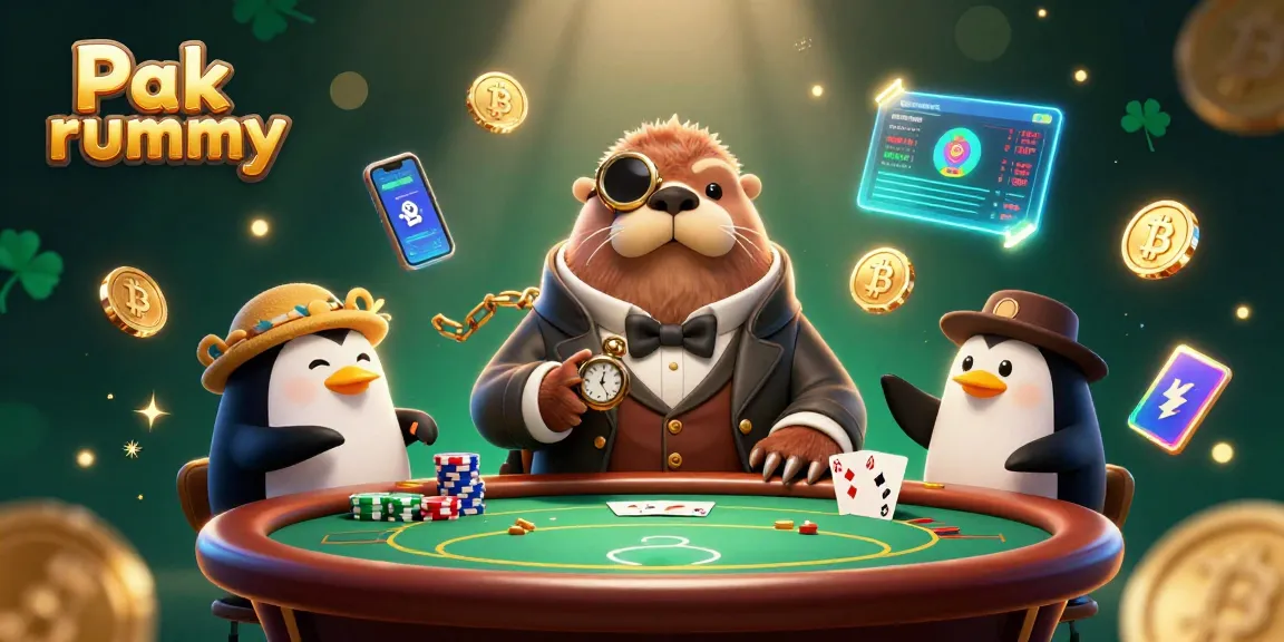 Play exciting games in Pak rummy with a vibrant underwater poker scene featuring unique characters.
