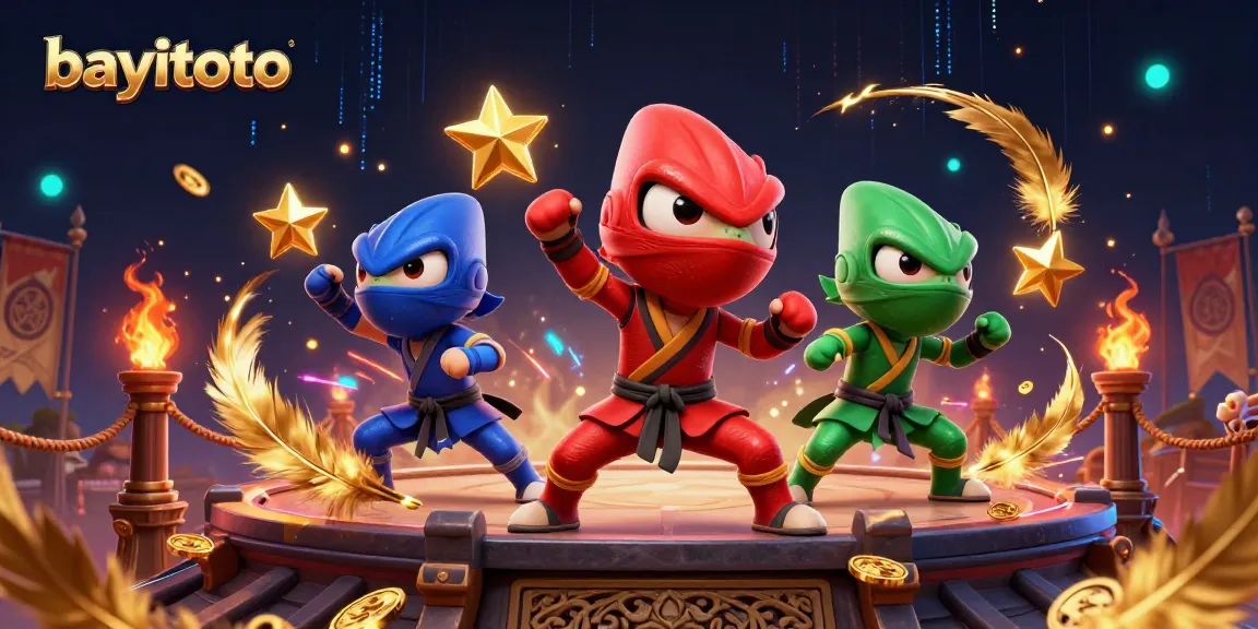 bayitoto ignites excitement with a vibrant ninja chameleon team displaying martial arts, golden tokens swirling