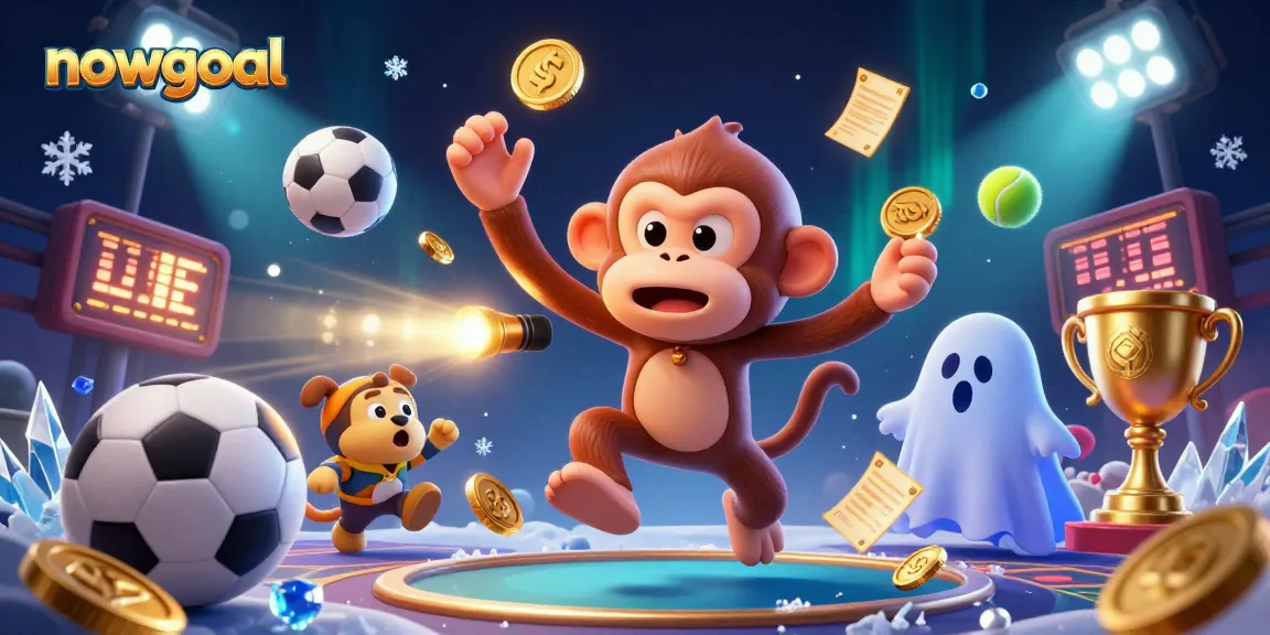 Engage with real-time nowgoal updates as monkey juggles sports in a vibrant haunted casino scene.