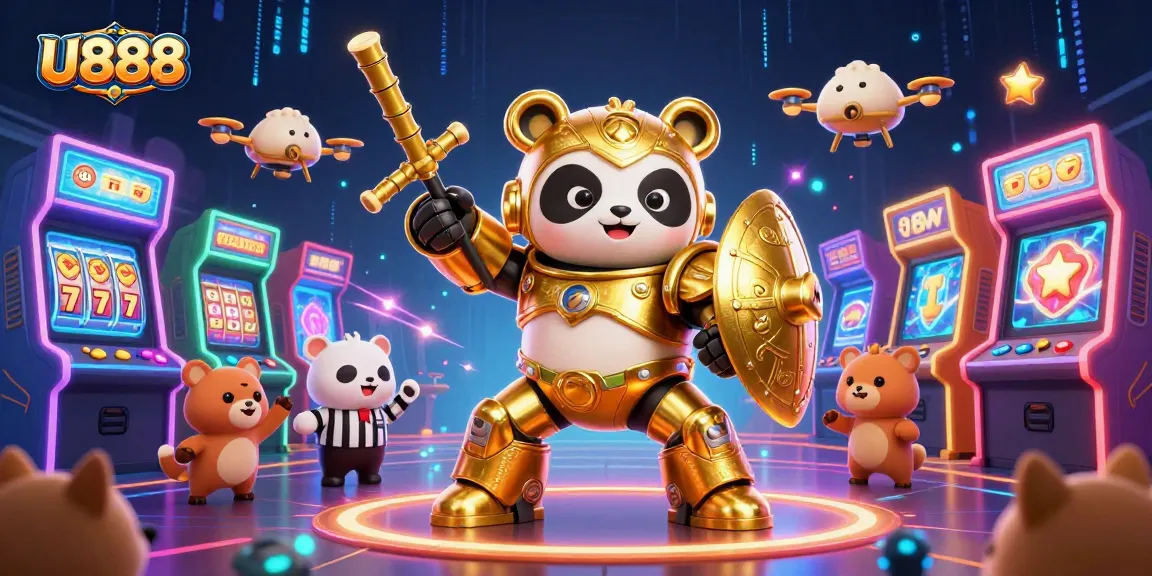 Engage with U888 gaming in an energetic 3D illustration showcasing dynamic casino action.