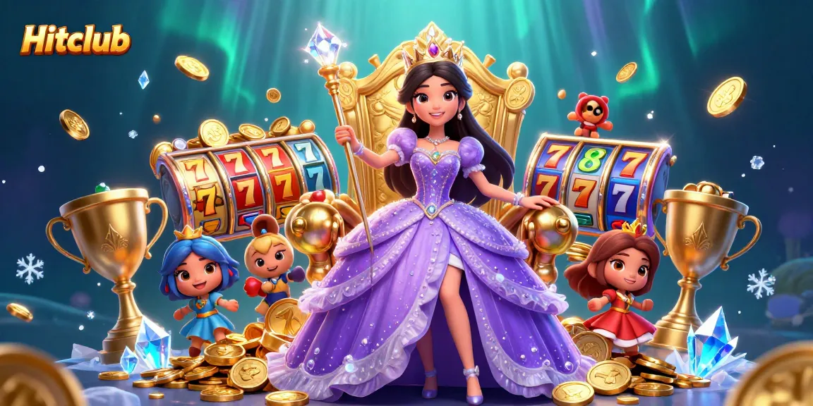 Experience winning thrills at Hitclub with golden trophies, vibrant slot games, and sparkling coins.