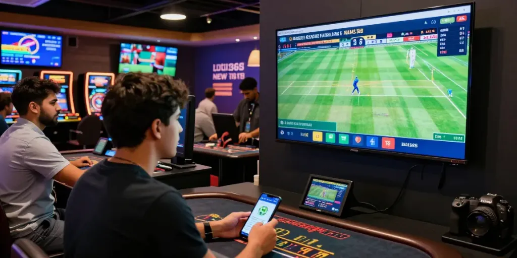 Engaging betting scene at Lotus365 with users placing live bets on cricket and football.