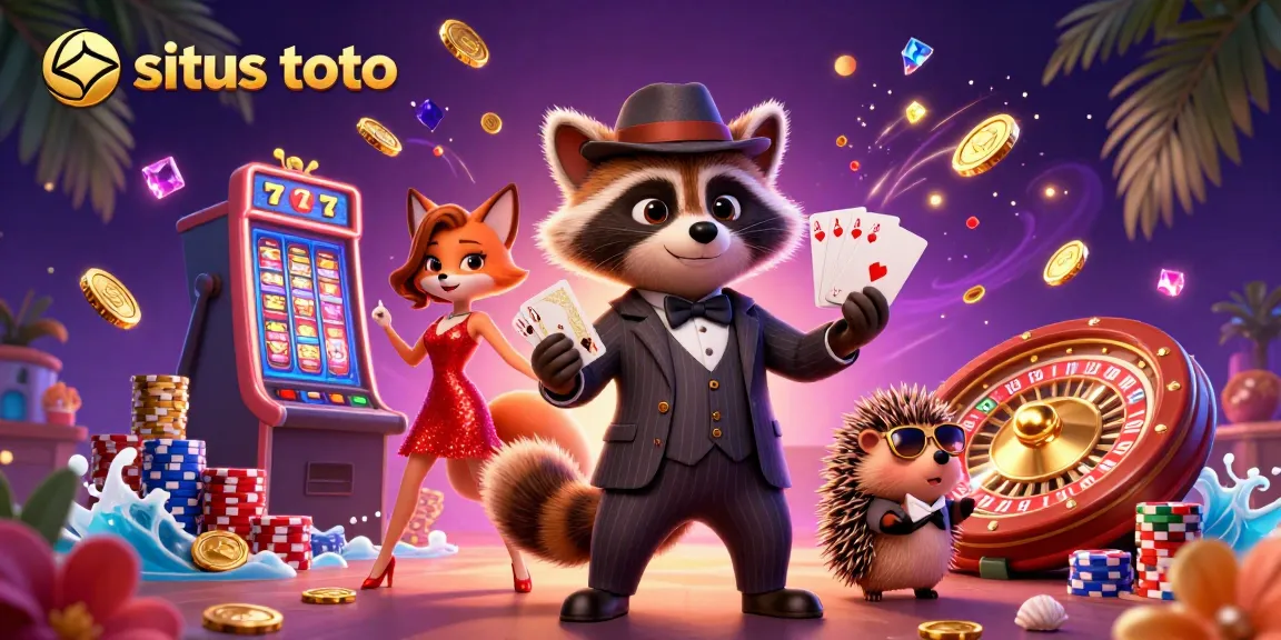 Experience thrilling gaming at situs toto with a lively casino scene featuring vibrant characters and slot machines.