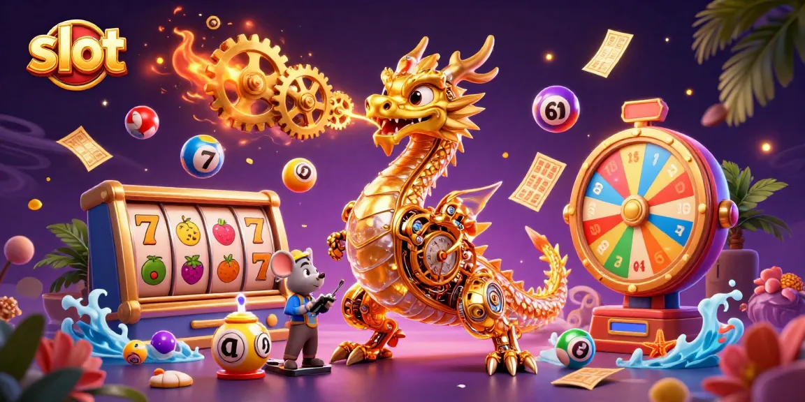 Engage with exciting slot games featuring a golden dragon, colorful balls, and vibrant jackpots.