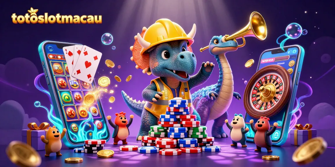 Experience exciting wins at totoslotmacau with a dynamic scene of colorful slot games and poker chips.