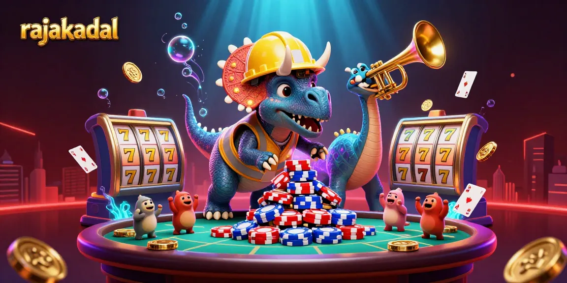 Akses permainan seru di RAJAKADAL dengan berbagai chip poker dan meja yang penuh semangat.