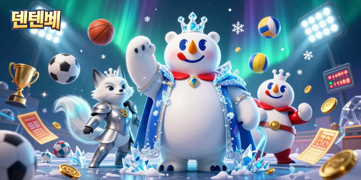 Experience the thrill of 텐텐벳 with dynamic sports action and engaging casino elements in a vibrant 3D illustration.