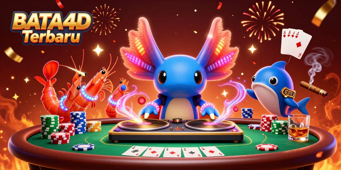 Permainan BATA4D Terbaru di kasino digital dengan DJ axolotl dan karakter laut penuh energi.